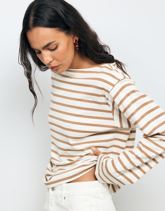AERE - Boat Neck Stripe T-Shirt