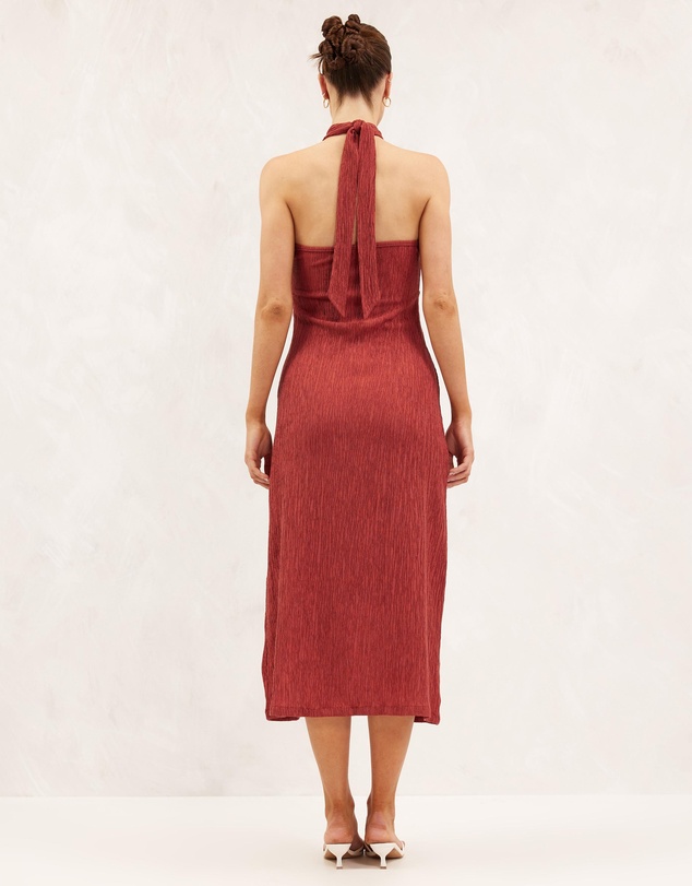 AERE - Textured Halter Midi Dress
