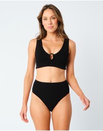 UNE PIECE - Crinkle Cut V-Neck Bralette Bikini Top with Ring
