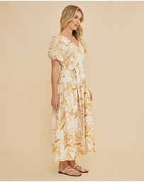 Amelius - Rosemallow Puff Sleeve Midi Dress