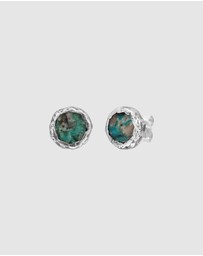 Haze & Glory - ICONIC EXCLUSIVE - Earrings Men Turquoise Disc Stud 925 Sterling Silver