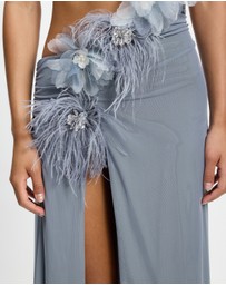 Jaded London - Aysymmetric Maxi Dress With 3D Flowers