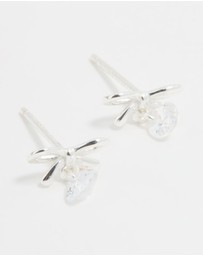 Lovisa - Sterling Silver Cubic Zirconia Bow & Drop Stud Earrings