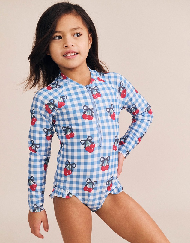 Huxbaby - Cherry Gingham Raglan Swimsuit - Babies-Kids