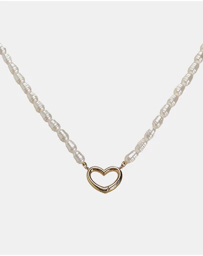 ALDO - Rachelle Gold Plated Heart Pearl Necklace