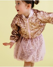 Rock Your Kid - Rebel Sequin Bomber Jacket in Champagne
