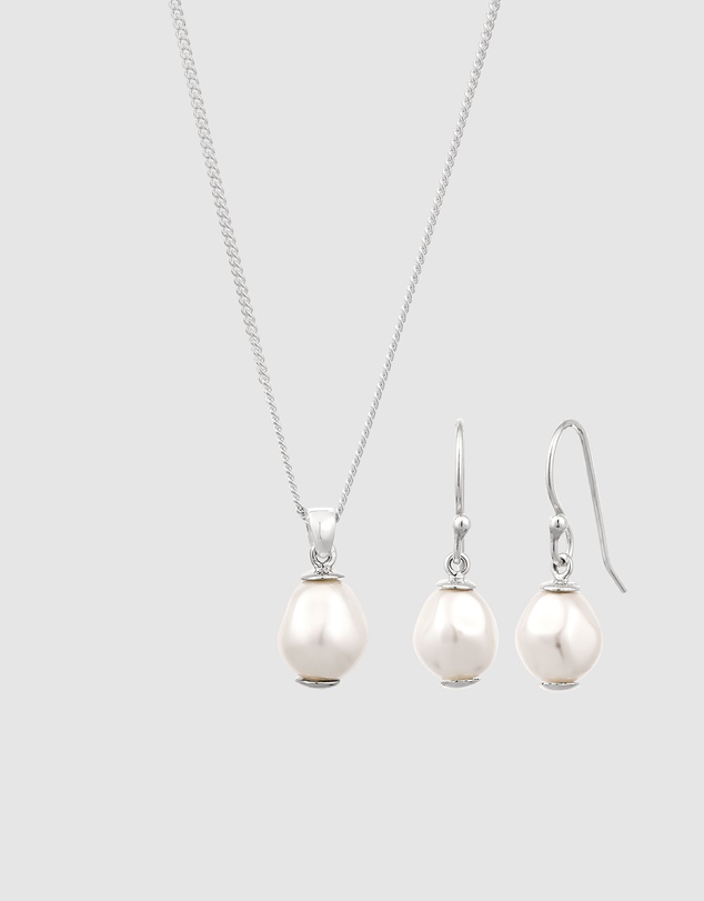Elli Jewelry - Jewelry Set Women Elegant Synthetic Pearl 925 Sterling Silver
