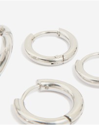 Lovisa - Waterproof Stainless Steel Cubic Zirconia Stacking Earrings 4-Pack