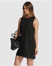 Decjuba - Belle Button Linen Mini Dress