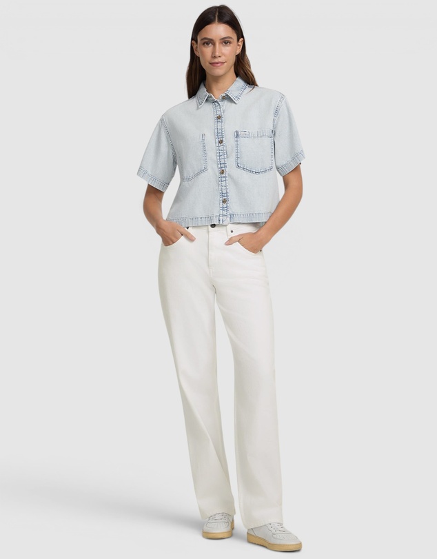 GUESS Jeans - GUESS JEANS Eco Short Sleeve Boxy Denim Shirt