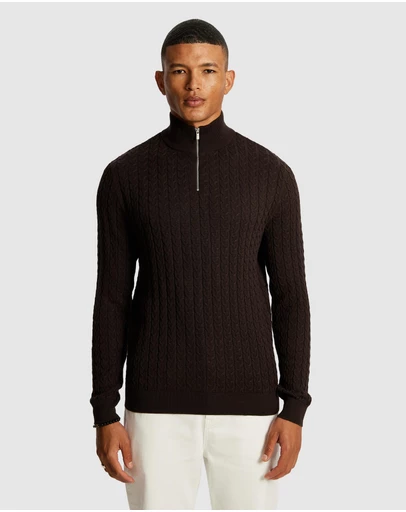 yd. - Eddie 1/4 Zip Cable Knit Jumper