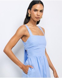 Revibe - Repaired AERE Raina Tie Back Linen Midi Dress - AU 6