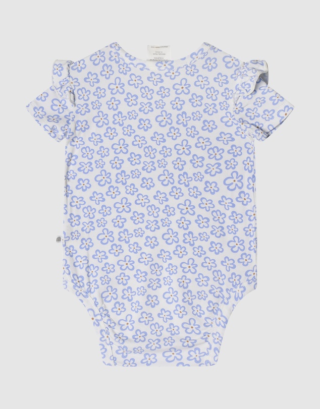 Kynd Baby - Frill Short Sleeve Bodysuit in Hibiscus Blue
