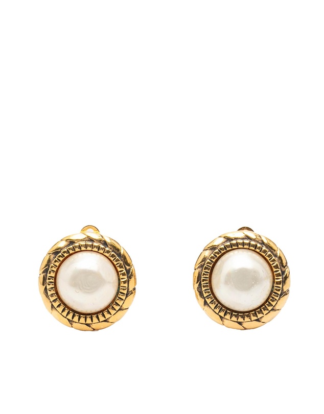 Pre-Loved by Azura Reborn - Pre-Loved Gold Plated Faux Pearl Round Clip on Earrings