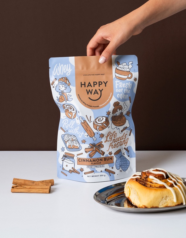 Happy Way - Cinnamon Bun Whey Protein Powder
