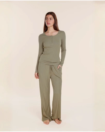 Gingerlilly - Lille Ribbed Long Sleeve Henley Top