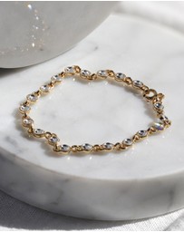 Elli Jewelry - Bracelet Tennis Classic Trend with Crystals in 925 Sterling Silver Gold Plated