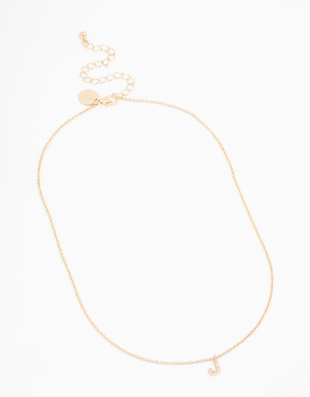 Lovisa - Gold Plated Cubic Zirconia Letter J Necklace