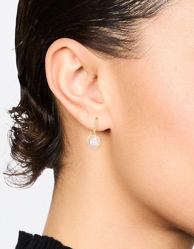 Lovisa - Gold Plated Cubic Zirconia Round Halo Drop Earrings