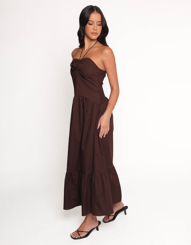 Petal & Pup - Soleila Halter Maxi Dress - Chocolate