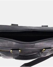 Pierre Cardin - Pierre Cardin Men's Leather Rustic Business/Laptop Bag