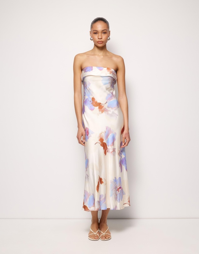 AERE - Nila Satin Bias Cut Strapless Dress