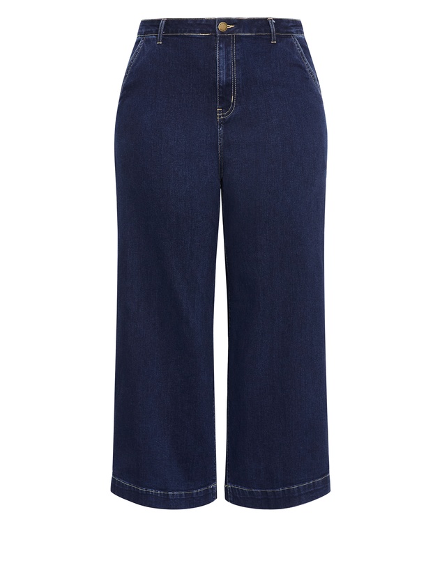 City Chic - Plus size Harley Fit Avery Wide Leg Crop Jean - dark wash