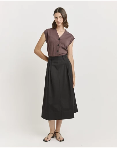 Toorallie - Pleat Detail Midi Skirt