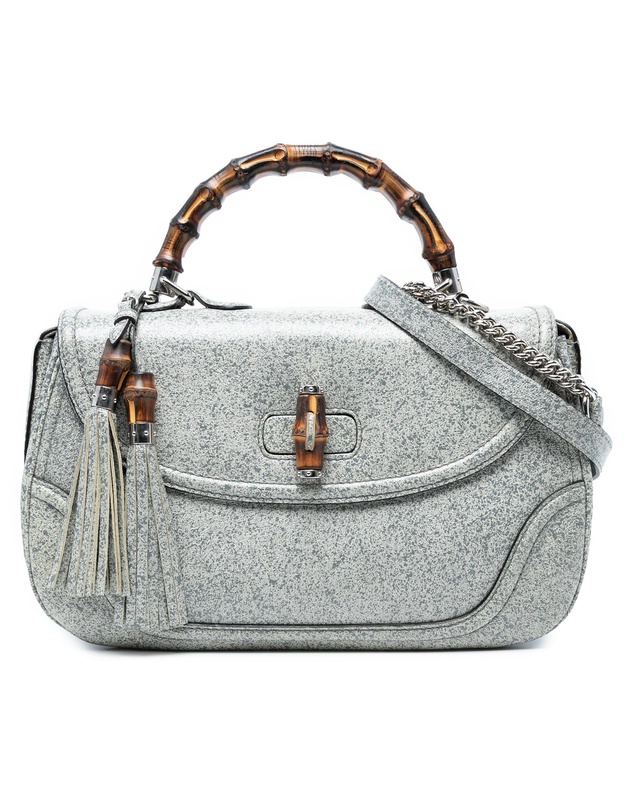 Pre-Loved by Azura Reborn - Pre-Loved Large Speckled Leather New Bamboo Top Handle Bag