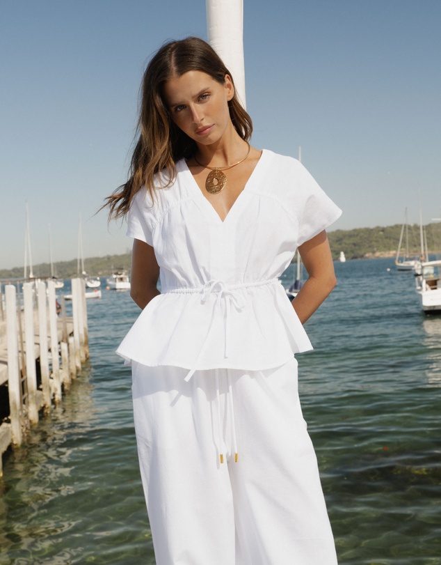 Forcast - Bronte Cotton Drawstring Top