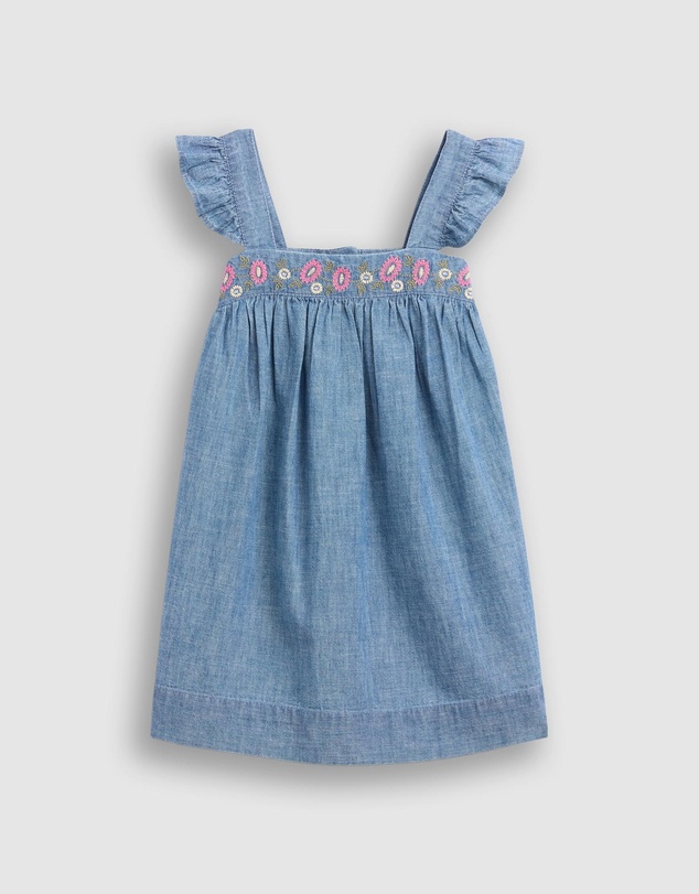 GAP - Sleeveless Denim Embroidered Swing Dress - Babies-Kids