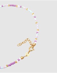 Elli Jewelry - Anklet Heart Glass Beads Summer Style in 925 Sterling Silver Gold Plated