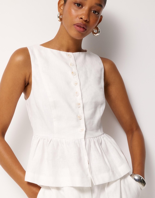 AERE - Kaia Linen Button Front Top