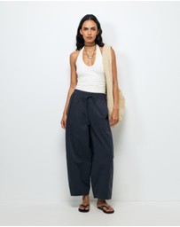 AERE - Cotton Barrel Leg Pants