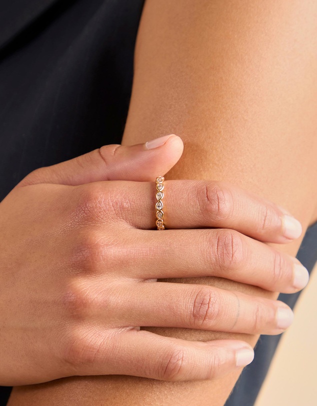 Astrid & Miyu - Pear Bezel Band Ring