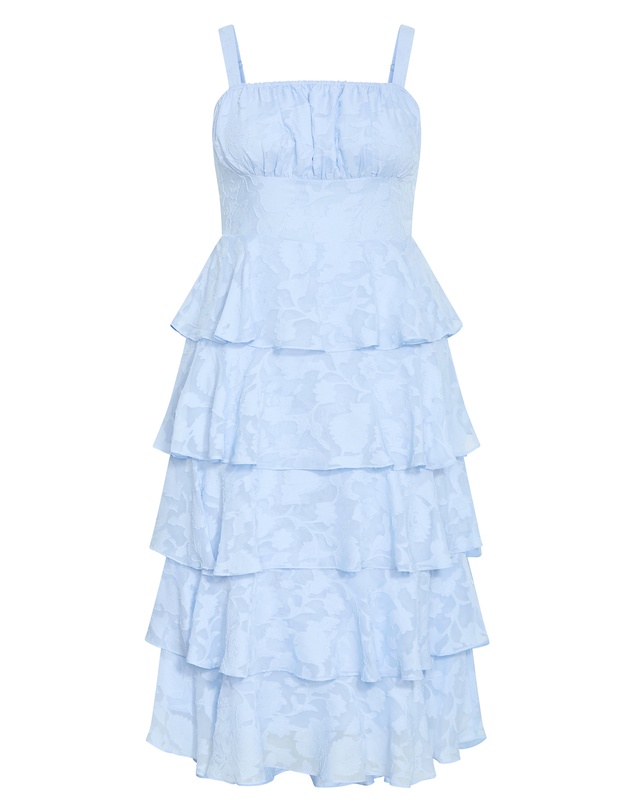 City Chic - Plus size Daniela Ruffle Tier Dress - sky blue