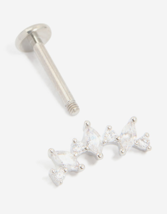 Lovisa - Titanium Diamante Strand Single Flat Back Stud