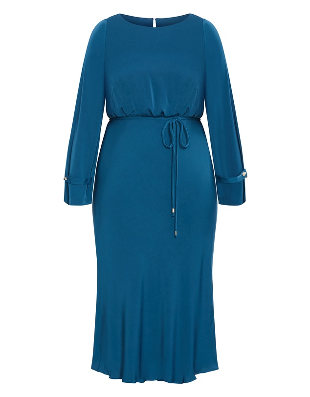 City Chic - Plus size Tara Long Sleeve Maxi Dress - petrol