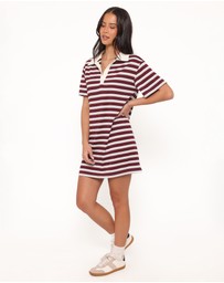 Petal & Pup - Gordie Mini Dress - Burgundy Stripe