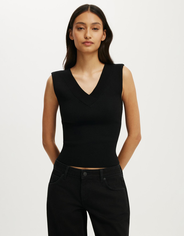 Cotton On - Double Knit V Neck Tank