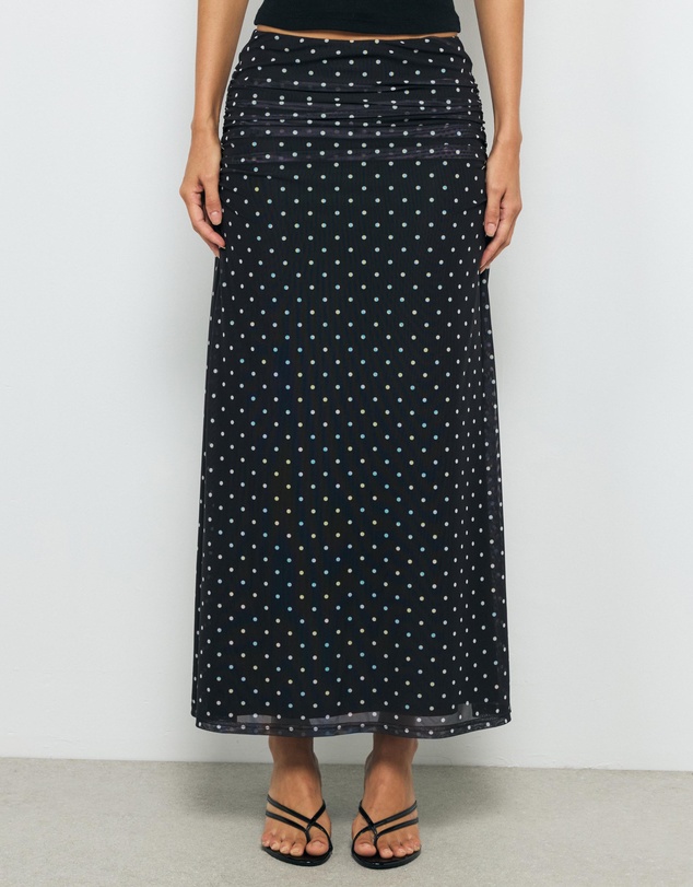 AERE - Chloe Mesh Polka Dot Maxi Skirt