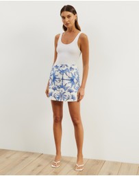 Atmos&Here - Isla Linen Blend Button Up Mini Skirt