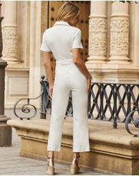 Sosandar - D Ring Belt Culotte Denim Jumpsuit