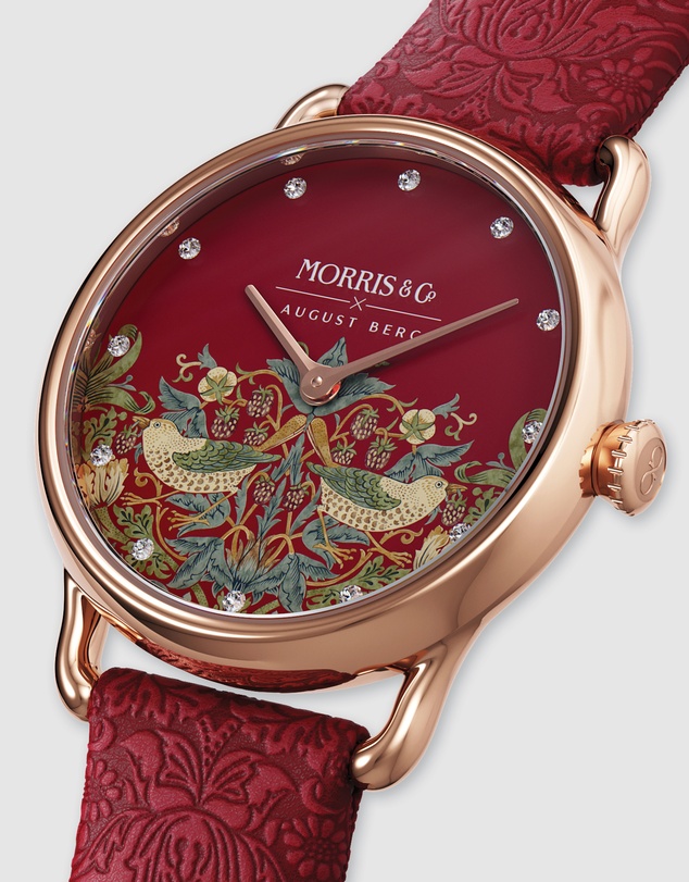 August Berg - Morris & Co 26mm Crimson Strawberry Thief Watch