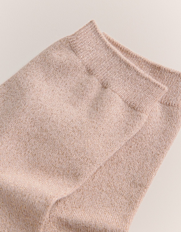Trenery - Metallic Rib Crew Sock in Light Blush