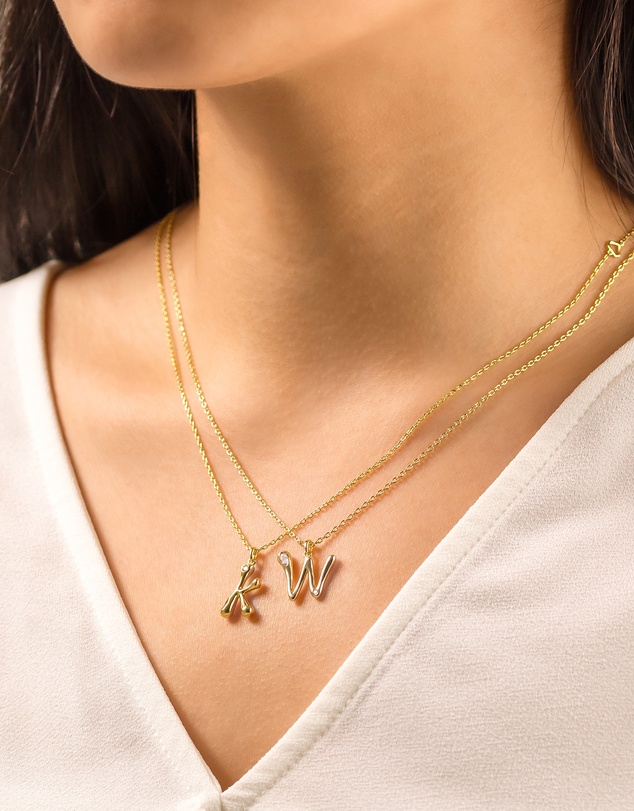 Wanderlust + Co - Alphabet Bubble Pendant Necklace - Letter W