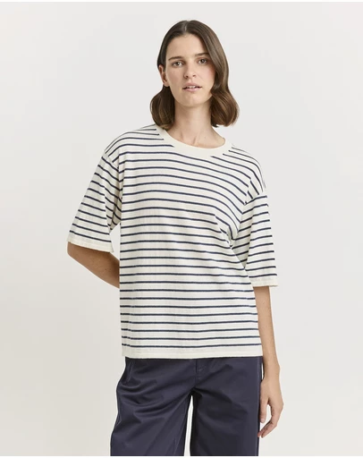 Toorallie - Relaxed Stripe Knit Tee