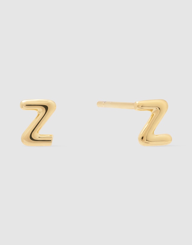 Wanderlust + Co - Alphabet Bubble Gold Stud Earrings - Letter Z