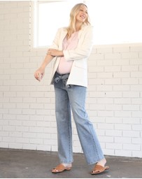 Angel Maternity - Maternity Linen Jacket in White