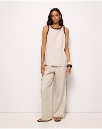 AERE - Ivy Contrast Detail Linen Top